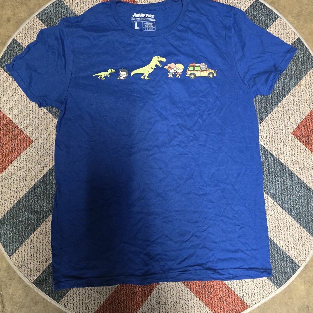 Blue Jurrasic Park Graphic T-Shirt